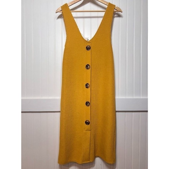 Unknown Dresses & Skirts - Mustard Yellow Shift Dress Prairie Cottagecore Button Tank Strap Solid NWT Small
